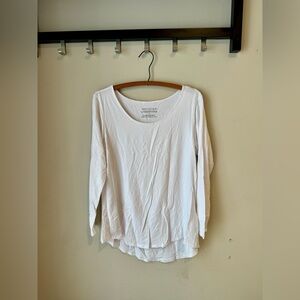 Encircled Pure White Long Sleeve Scoop Neck Shirt